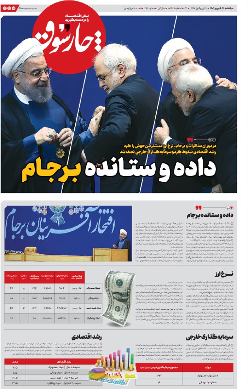 یکشنبه ۳۰ شهریور| دویست‌ و هفتاد و هشتمین شماره از «روزنامه چارسوق»