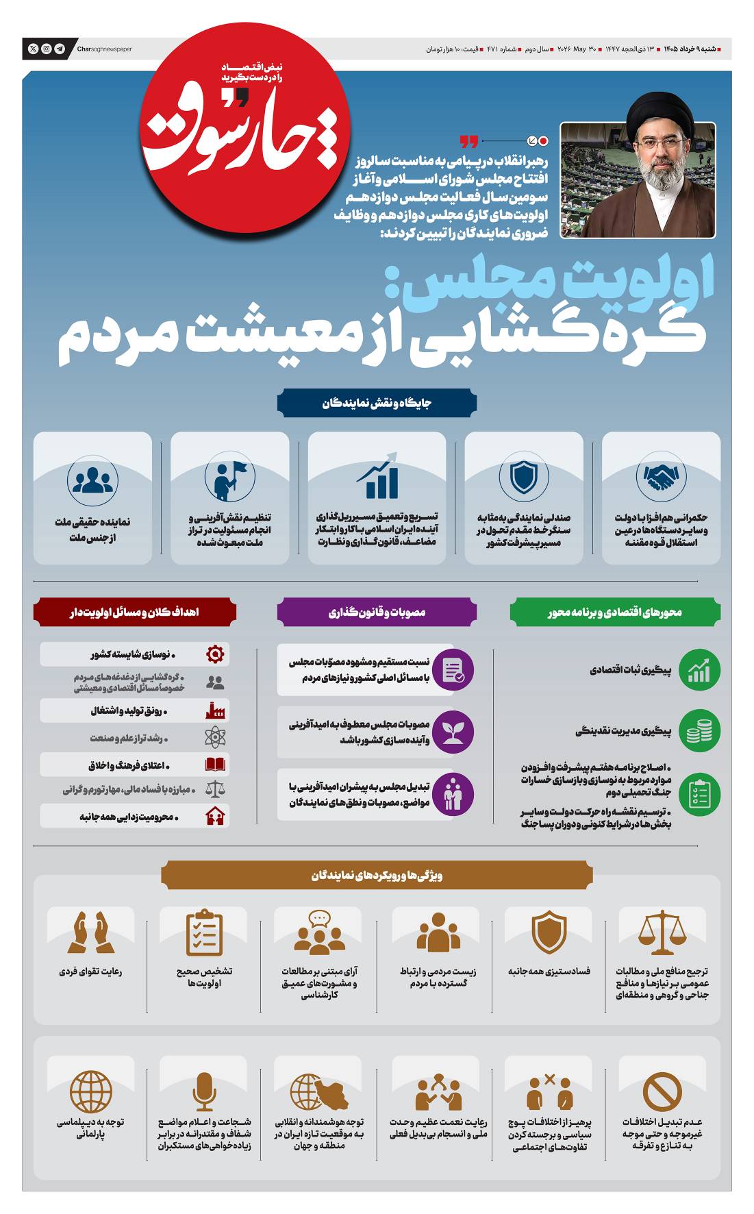 شنبه ۹ خرداد| چهارصد و هفتاد و یکمین شماره از «روزنامه چارسوق»