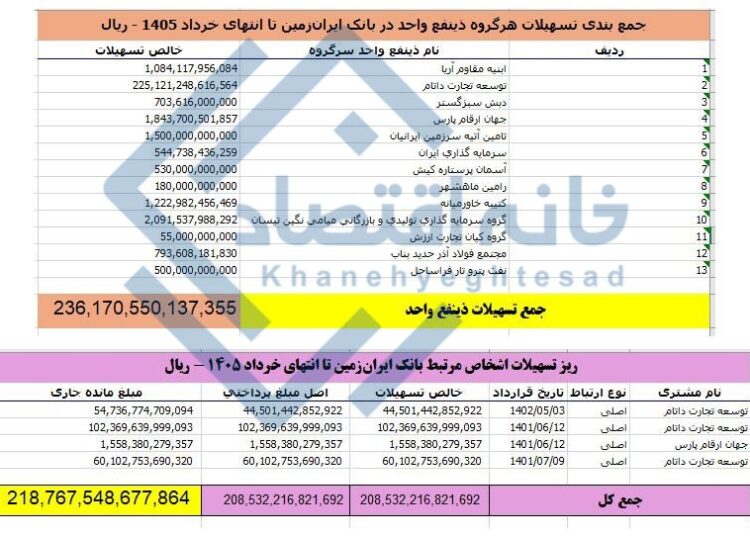 📸 ۹۳ درصد تسهیلات کلان بانک ایران‎‌زمین در اختیار شرکت‌های بانک است